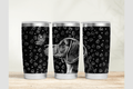 Three black tumblers with beagle designs