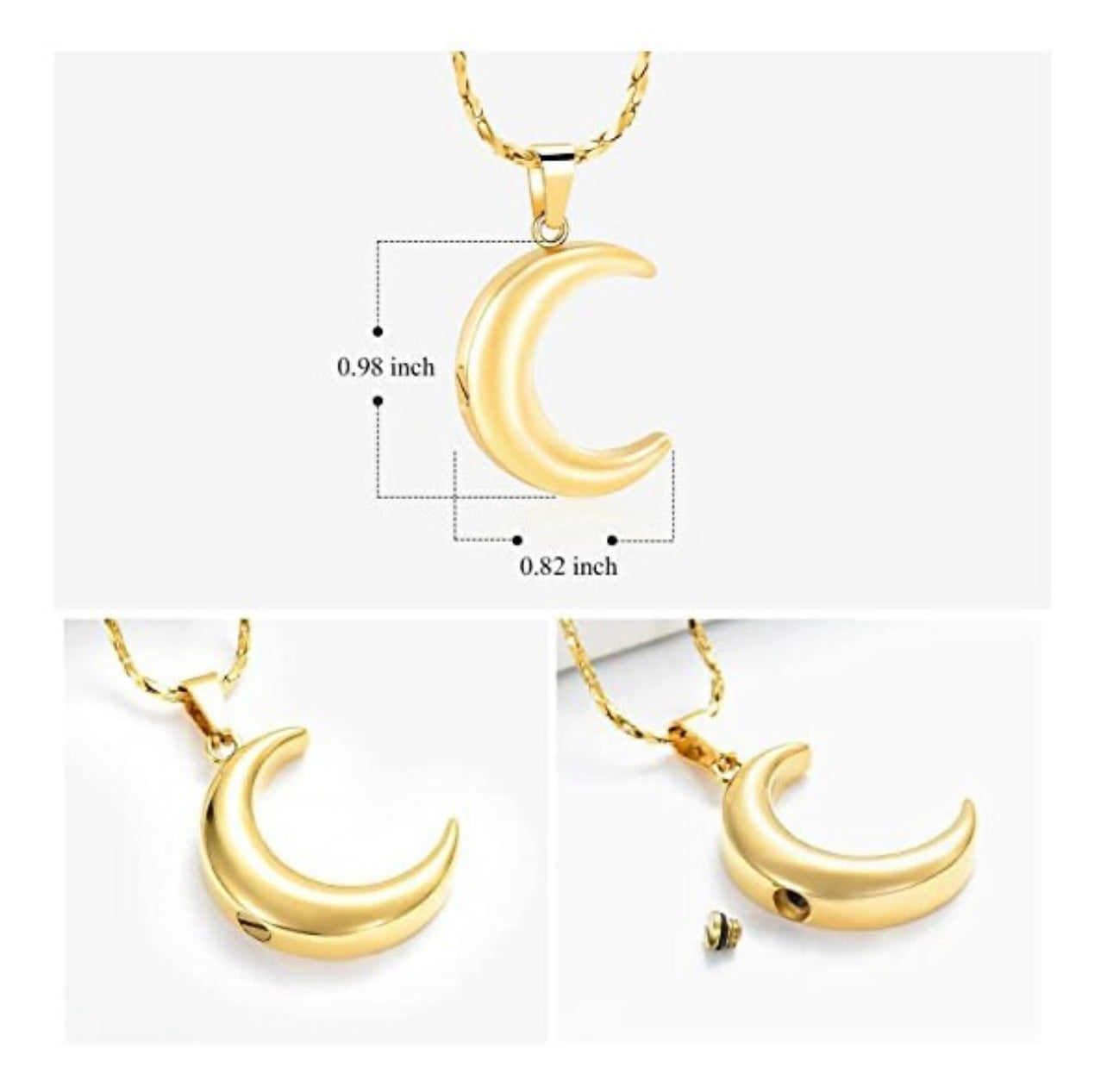 Personalized Urn Crescent Moon Necklace Cremation Jewelry