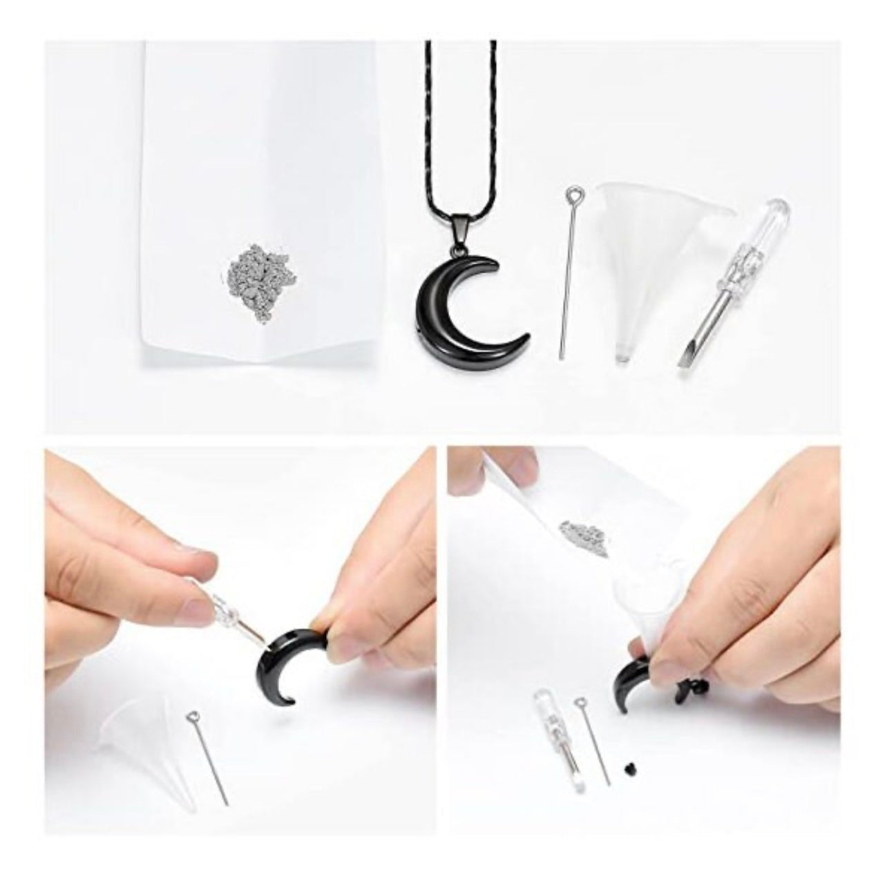 Personalized Urn Crescent Moon Necklace Cremation Jewelry