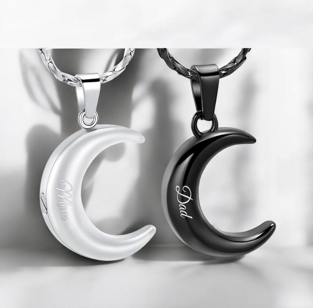 Personalized Urn Crescent Moon Necklace Cremation Jewelry