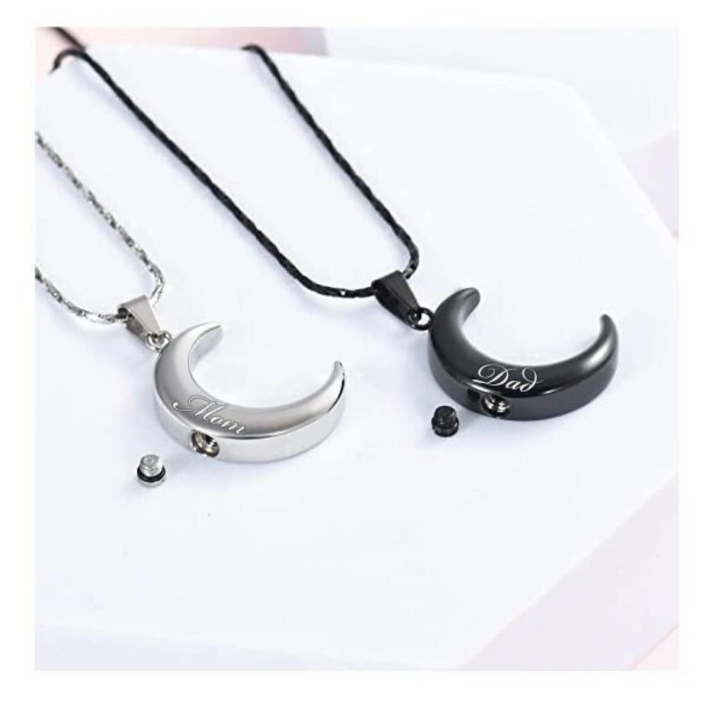 Personalized Urn Crescent Moon Necklace Cremation Jewelry